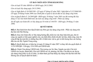 Quyết định 4244/2006/QĐ-UBND về Đơn giá xây dựng công trình - Phần xây dựng trên