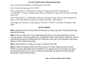 Quyết định 4245/2006/QĐ-UBND về Đơn giá xây dựng công trình - Phần lắp đặt trên