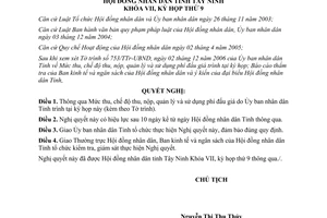 Nghị quyết 35/2006/NQ-HĐND mức thu chế độ thu nộp quản lýsử dụng phí đấu giá Tây Ninh