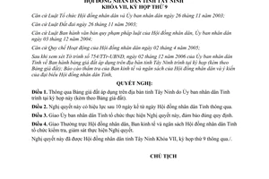 Nghị quyết 34/2006/NQ-HĐND bảng giá đất áp dụng trên địa bàn tỉnh Tây Ninh