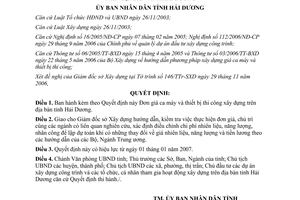 Quyết định 4247/2006/QĐ-UBND Đơn giá ca máy thiết bị thi công xây dựng Hải Dương