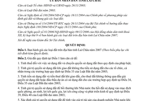 Quyết định 74/2006/QĐ-UBND giá các loại đất 2007 Lai Châu