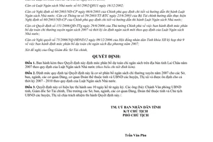 Quyết định 70/2006/QĐ-UBND chi ngân sách địa phương 2007 ổn định 2007 2010 Lai Châu