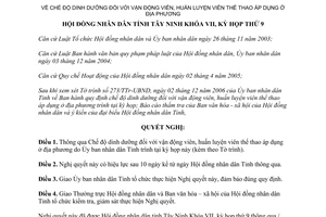 Nghị quyết 37/2006/NQ-HĐND chế độ dinh dưỡng vận động viên huấn luyện viên thể thao Tây Ninh