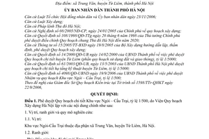 Quyết định 224/2006/QĐ-UBND  phê duyệt Quy hoạch chi tiết Khu vực Ngòi – Cầu Trại, tỷ lệ 1/500