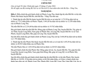 Nghị định 149/2006/NĐ-CP điều chỉnh địa giới xã Phước Long Thọ thành lập thị trấn Đất Đỏ Phước Hải thuộc huyện tỉnh Bà Rịa - Vũng Tàu