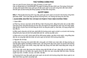 Quyết định 277/2006/QĐ-TTg Chương trình mục tiêu quốc gia nước sạch vệ sinh môi trường nông thôn 2006 2010