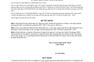 Quyết định 71/2006/QĐ-UBND chi ngân sách địa phương 2007 và ổn định 2007 2010 Lai Châu