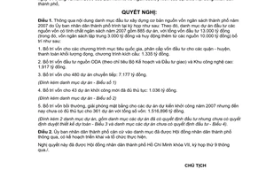 Nghị quyết 72/2006/NQ-HĐND đầu tư xây dựng cơ bản nguồn vốn ngân sách thành phố năm 2007