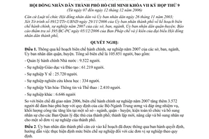Nghị quyết 71/2006/NQ-HĐNĐ kế hoạch biên chế hành chính, sự nghiệp năm 2007 của Ủy ban nhân dân thành phố Hồ Chí Minh
