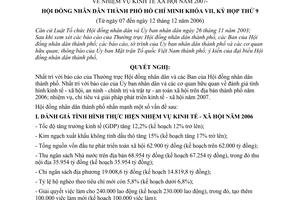 Nghị quyết 75/2006/NQ-HĐND nhiệm vụ kinh tế xã hội năm 2007