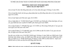 Nghị quyết 72/2006/NQ-HĐND dự toán phân bổ ngân sách địa phương năm 2007 tỉnh Điện Biên