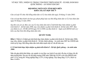 Nghị quyết 71/2006/NQ-HĐND phát triển Kinh tế Xã hội đảm bảo Quốc phòng An ninh 2007 tỉnh Điện Biên