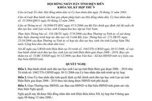 Nghị quyết 79/2006/NQ-HĐND chính sách đào tạo học sinh Lào tại Điện Biên