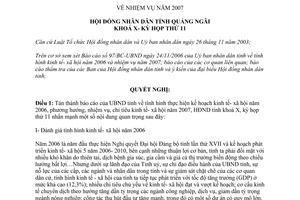 Nghị quyết 54/2006/NQ-HĐND nhiệm vụ năm 2007 tỉnh Quảng Ngãi