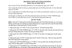 Nghị quyết 32/NQ-HĐND năm 2007 hủy bỏ văn bản pháp luật Hội đồng nhân dân Ninh Bình