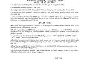 Nghị quyết 55/2006/NQ-HĐND thông qua quy định giá các loại đất Bình Thuận năm 2007