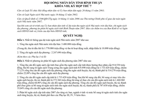 Nghị quyết 58/2006/NQ-HĐND dự toán thu chi phân bổ ngân sách Bình Thuận 2007