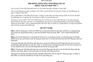 Nghị quyết 56/2006/NQ-HĐND khai thác khoáng sản vật liệu xây dựng than bùn Bình Thuận 2006-2010