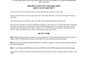 Nghị quyết 75/2006/NQ-HĐND xây dựng kết cấu hạ tầng kinh tế xã hội Điện Biên đến 2010