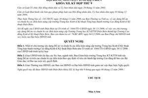 Nghị quyết 80/2006/NQ-HĐND chuẩn bị điều kiện thành lập Trường Cao đẳng Kinh tế Kỹ thuật Điện Biên