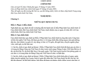 Nghị định 150/2006/NĐ-CP hướng dẫn Pháp lệnh Cựu chiến binh