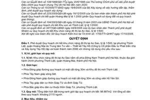 Quyết định 229/2006/QĐ-UBND phê duyệt Quy hoạch chi tiết khu chức năng đô thị tại Ao Sào, tỷ lệ 1/500