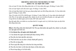 Nghị quyết 81/2006/NQ-HĐND phân cấp nguồn thu nhiệm vụ chi và tỷ lệ điều tiết