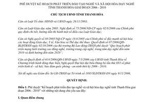 Quyết định 3652/QĐ-UBND năm 2006 xã hội hóa dạy nghề Thanh Hóa 2006 2010