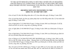 Nghị quyết 76/2006/NQ-HĐND quyết định số lượng mức phụ cấp đối với cán bộ