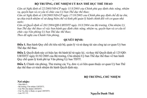 Quyết định 2079/QĐ-UBTDTT  Quy chế chi tiêu nội bộ, quản lý sử dụng tài sản công tại cơ quan thể dục thể thao