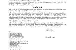 Quyết định 1643/QĐ-TTg giao chỉ tiêu kế hoạch kinh tế xã hội 2007