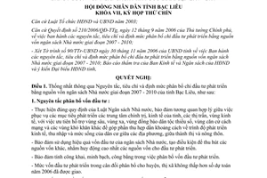 Nghị quyết 46/2006/NQ-HĐND nguyên tắc tiêu chí định mức chi đầu tư phát triển Bạc Liêu