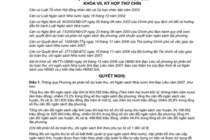 Nghị quyết 49/2006/NQ-HĐND phân bổ dự toán thu chi ngân sách năm 2007 Bạc Liêu