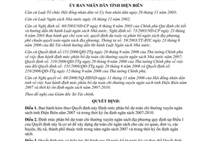 Quyết định 18/2006/QĐ- UBND định mức phân bổ dự toán chi thường xuyên ngân sách Điện Biên 2007