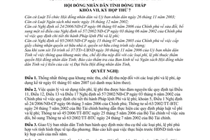 Nghị quyết 73/2006/NQ-HĐND-K7 thông qua khung mức thu, chế độ thu nộp