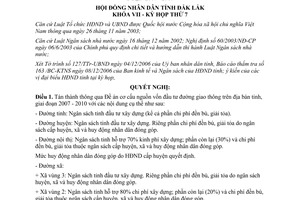 Nghị quyết 50/2006/NQ-HĐND cơ cấu nguồn vốn đầu tư đường giao thông