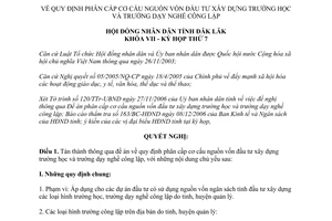 Nghị quyết 52/2006/NQ-HĐND phân cấp nguồn vốn đầu tư xây dựng trường học Đắk Lắk