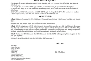 Nghị quyết 70/2006/NQ-HĐND mức thu phí và lệ phí