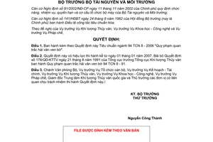 Quyết định 21/2006/QĐ-BTNMT Tiêu chuẩn ngành 94 TCN 8 - 2006  quy phạm quan trắc hải văn ven bờ