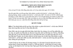 Nghị quyết số 31/2006/NQ-HĐND nhiệm vụ năm 2007 Thái Nguyên