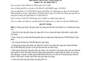 Nghị quyết số 166/2006/NQ-HĐND lệ phí cấp giấy phép xây dựng tỉnh Nghệ An