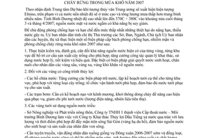 Chỉ thị 42/2006/CT-UBND tăng cường phòng chống hạn nhiễm mặn cháy rừng mùa khô 2007 Bình Dương
