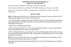 Nghị quyết 170/2006/NQ-HĐND hỗ trợ Trưởng ban mặt trận đoàn thể Chi hội trưởng người cao tuổi Nghệ An