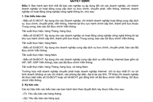 Quyết định 1141/2006/QĐ-BBCVT chế độ báo cáo nghiệp vụ doanh nghiệp bưu chính, viễn thông,CNTT
