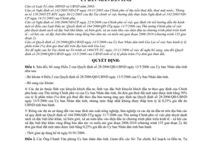 Quyết định 106/2006/QĐ-UBND sửa đổi Quyết định 28/2006/QĐ-UBND