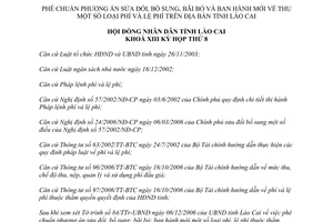 Nghị quyết 32/2006/NQ-HĐND sửa đổi một số loại phí lệ phí tỉnh Lào Cai