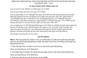 Quyết định 87/2006/QĐ-UBND phân cấp nguồn thu nhiệm vụ chi tỷ lệ phân trăm (%)