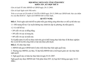 Nghị quyết 26/2006/NQ-HĐND phát triển giao thông nông thôn từ ngân sách Vĩnh Phúc