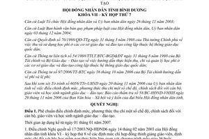 Nghị quyết 32/2006/NQ-HĐND điều chỉnh thu chi cán bộ giáo viên học sinh Bình Dương